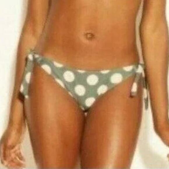 Xhilaration Womens Olive Polka Dot Cheeky Side Tie Bikini Bottom Size Small - Picture 2 of 5